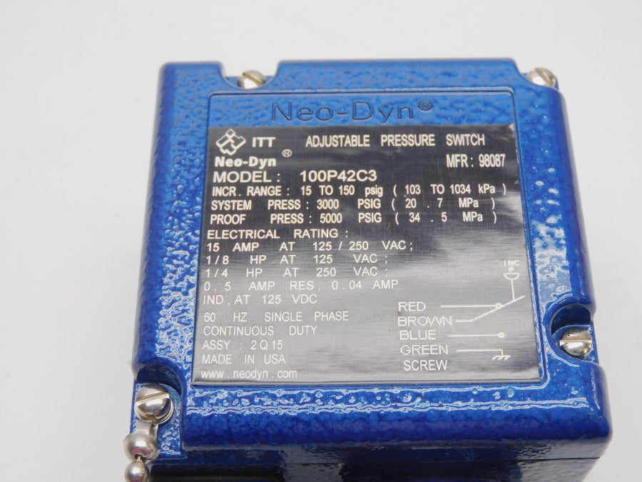 ITT 100P42C3 250VAC 15A 15-150PSI NSMP