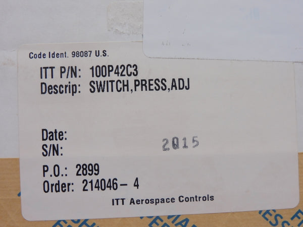 ITT 100P42C3 250VAC 15A 15-150PSI NSMP