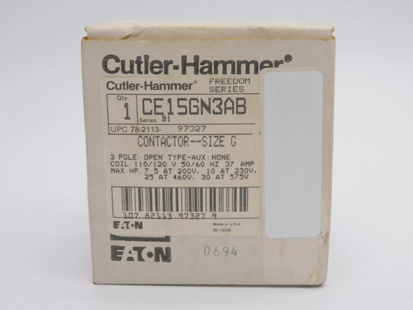 CUTLER-HAMMER CE15GN3AB SER. B1 110/120V 37A NSMP