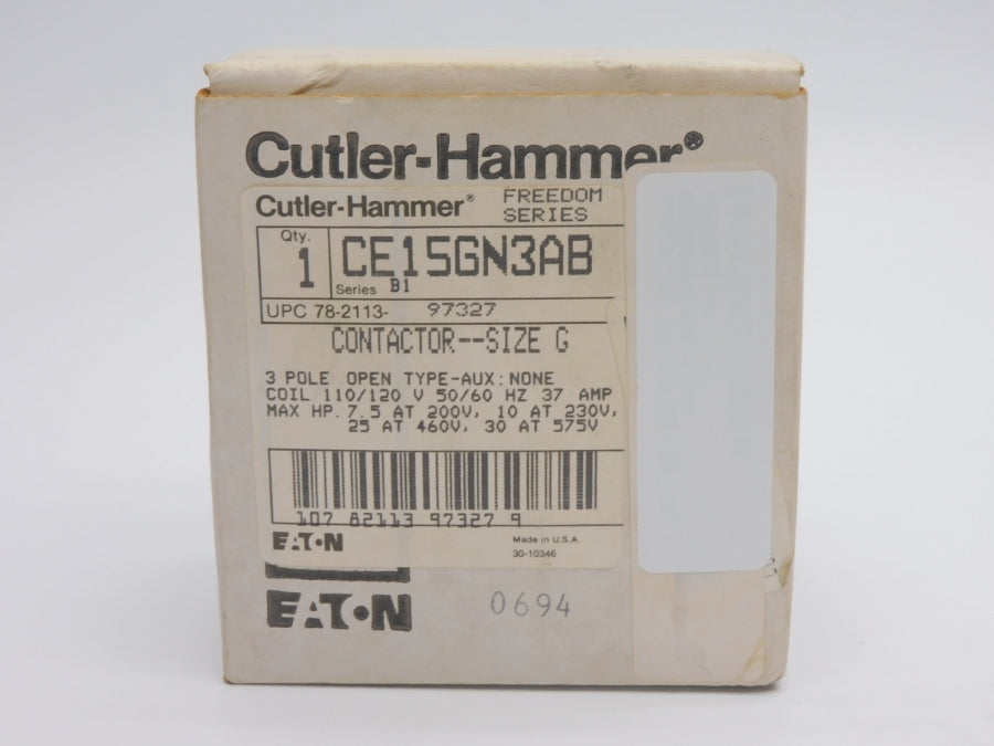 CUTLER-HAMMER CE15GN3AB SER. B1 110/120V 37A NSMP