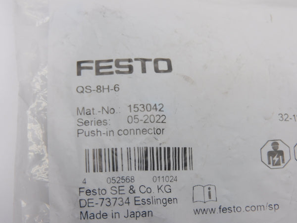 FESTO QS-8H-6 153042 (PKG OF 10) NSMP