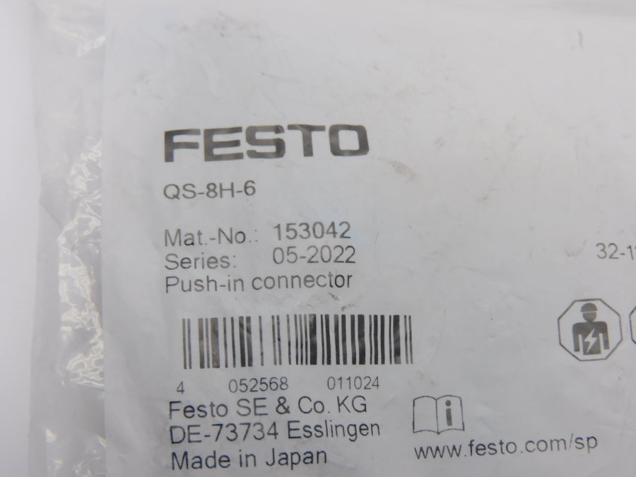 FESTO QS-8H-6 153042 (PKG OF 10) NSMP