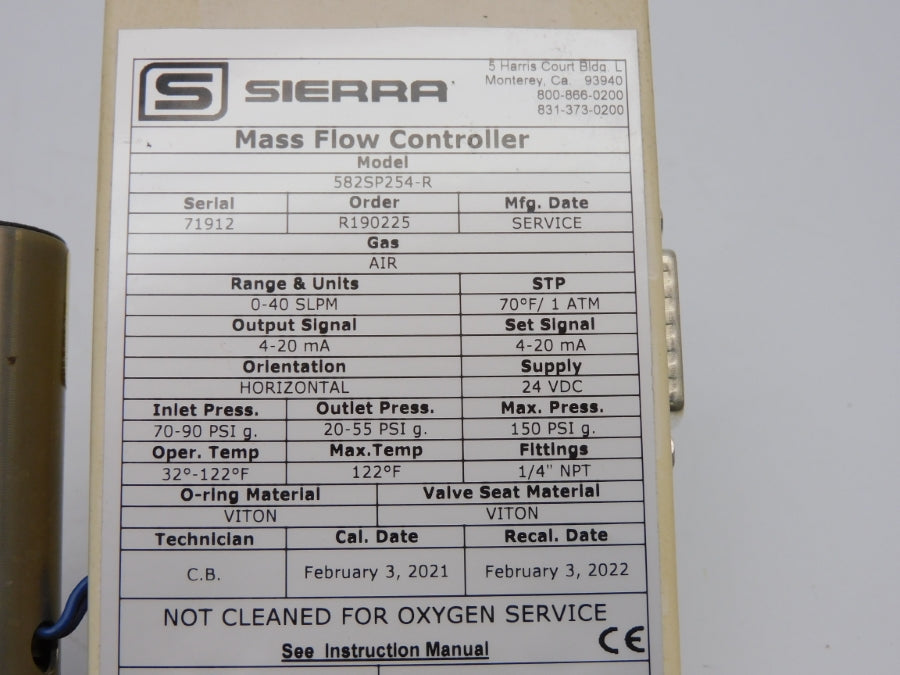 SIERRA 582SP254-R 24VDC 70-90PSI 1/4" UNMP