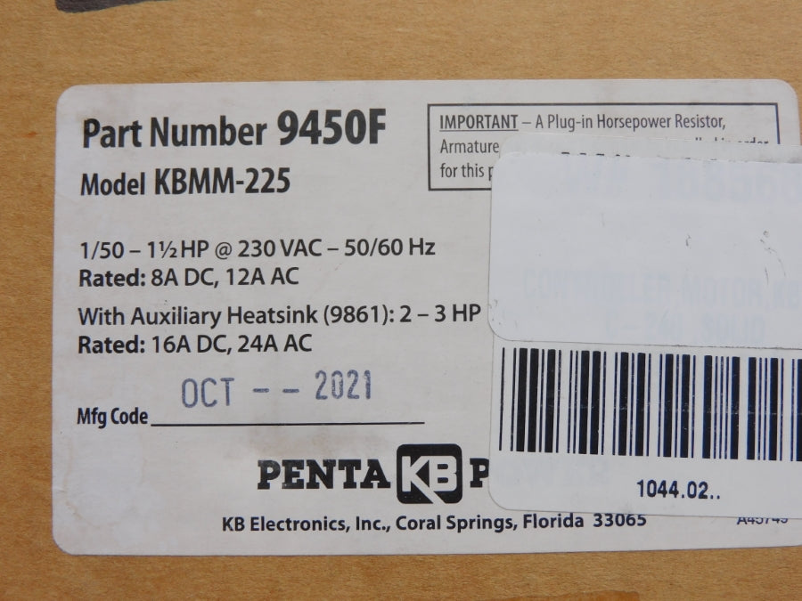 KB ELECTRONICS KBMM-225 (9450F) 230VAC 16.0A NSMP