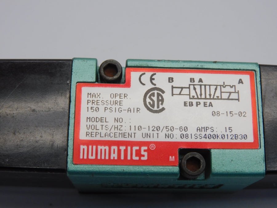 NUMATICS 081SS400K012B30 110/120V .15A 150PSI NSNP