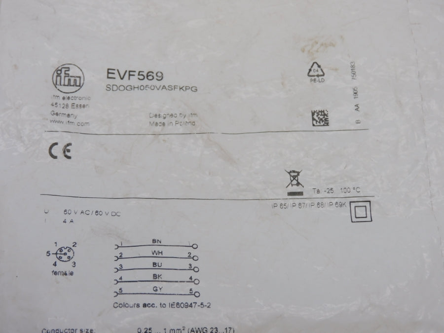 IFM EFECTOR SDOGH050VASFKPG EVF569 60V 4A NSMP
