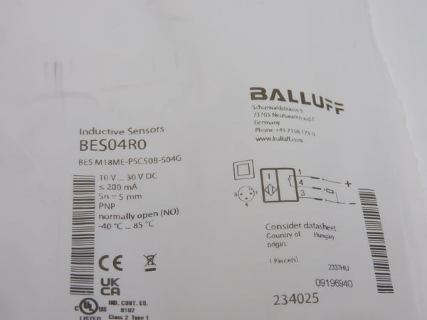 BALLUFF BESM18ME-PSC50B-S04G BES04R0 10-30VDC NSMP