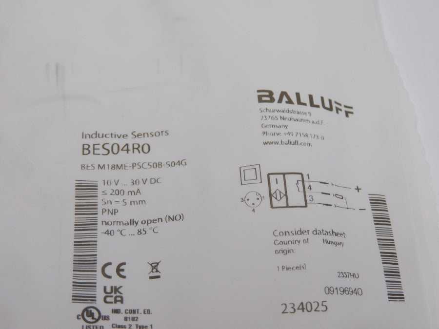 BALLUFF BESM18ME-PSC50B-S04G BES04R0 10-30VDC NSMP