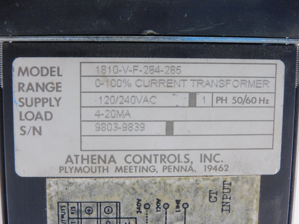 ATHENA CONTROLS 1810-V-F-284-285 120/240VAC UNMP