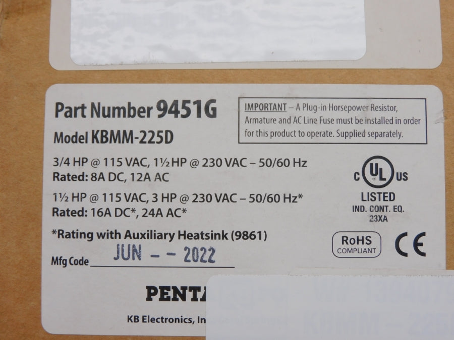 KB ELECTRONICS KBMM-225D 9451G 230VAC 16A NSMP