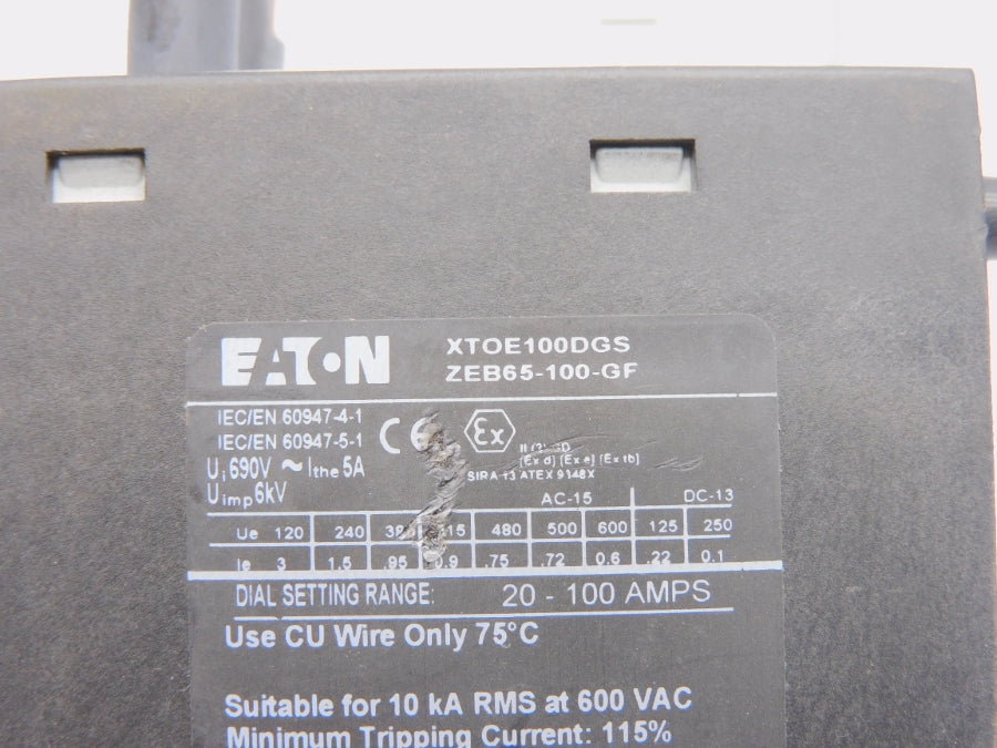 EATON XTOE100DGS ZEB65-100-GF 690V 20-100A NSNP