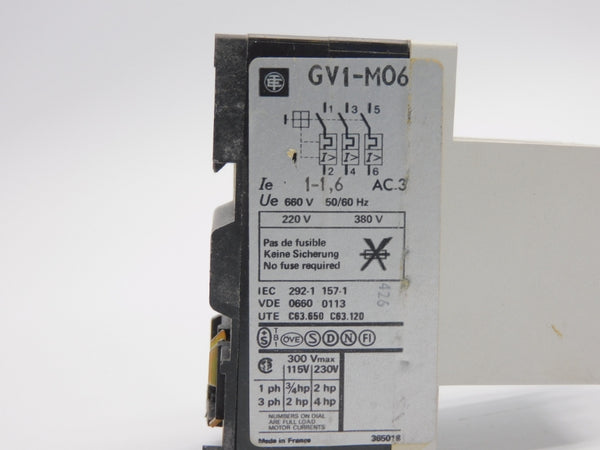 TELEMECANIQUE GV1-M06 660V 1-1.6A UNMP