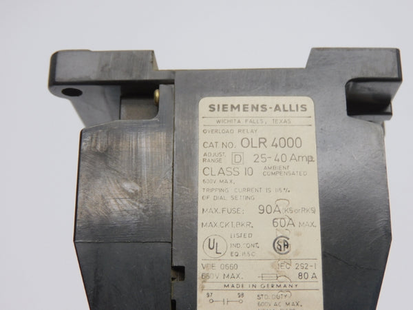 SIEMENS OLR4000 660V 25-40A UNMP