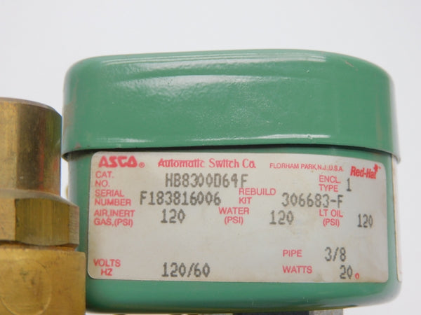 ASCO HB8300D64F 120V 120PSI 3/8" NSNP