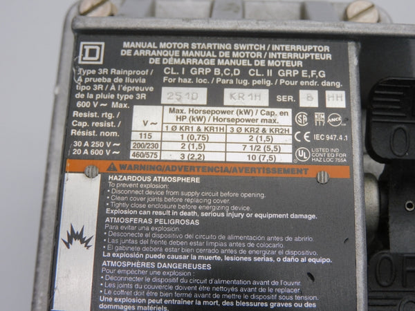 SQUARE D 2510KR1H SER. B 600V 30A NSNP