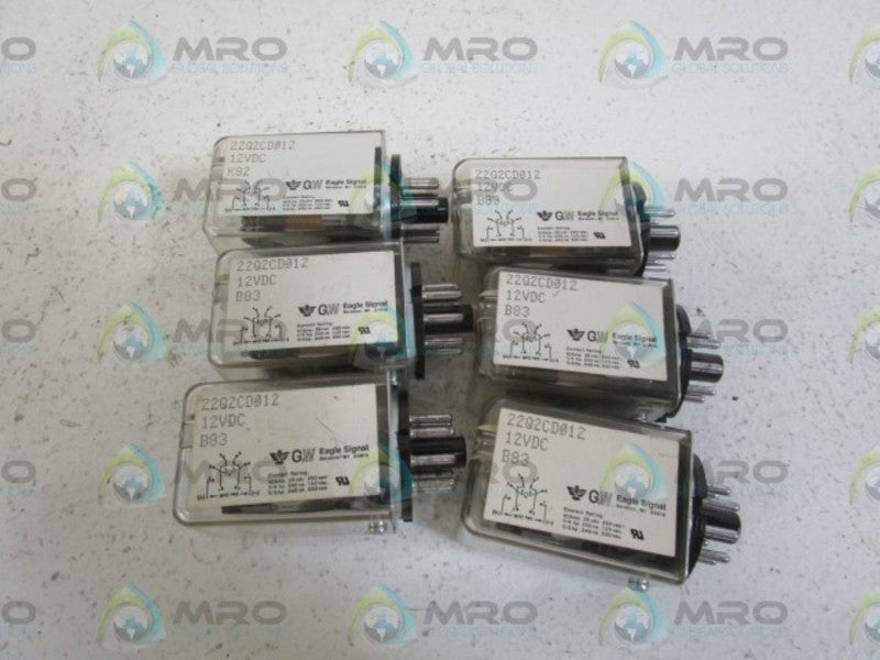LOT OF 6 EAGLE SIGNAL RELAY 12VDC 22Q2CD012 UNMP