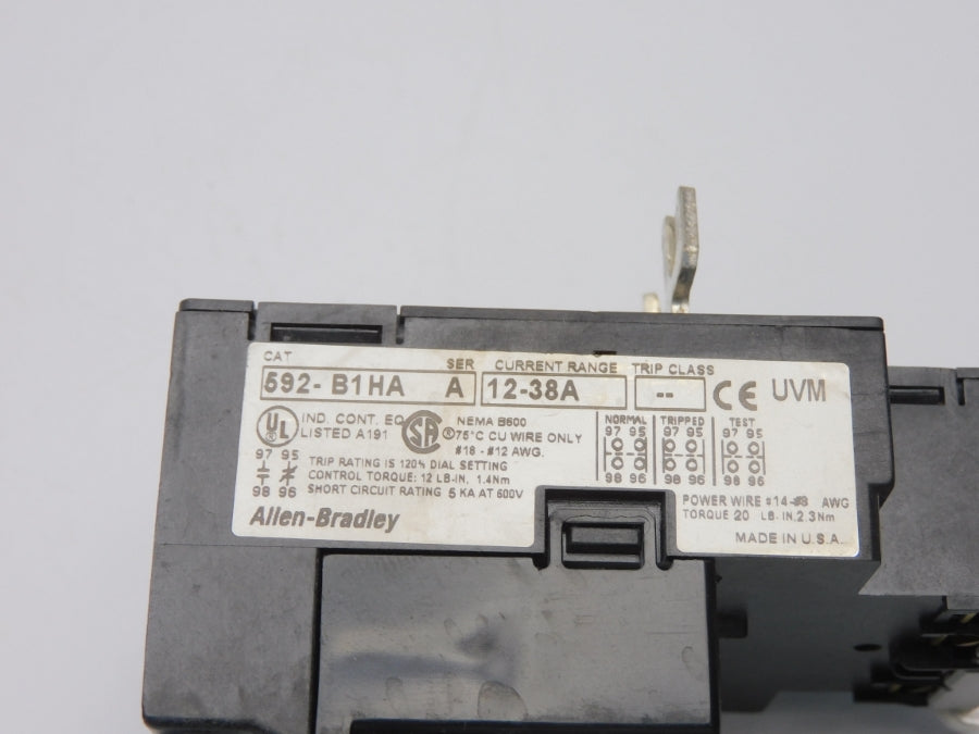 ALLEN BRADLEY 592-B1HA SER. A 600V 12-38A UNMP