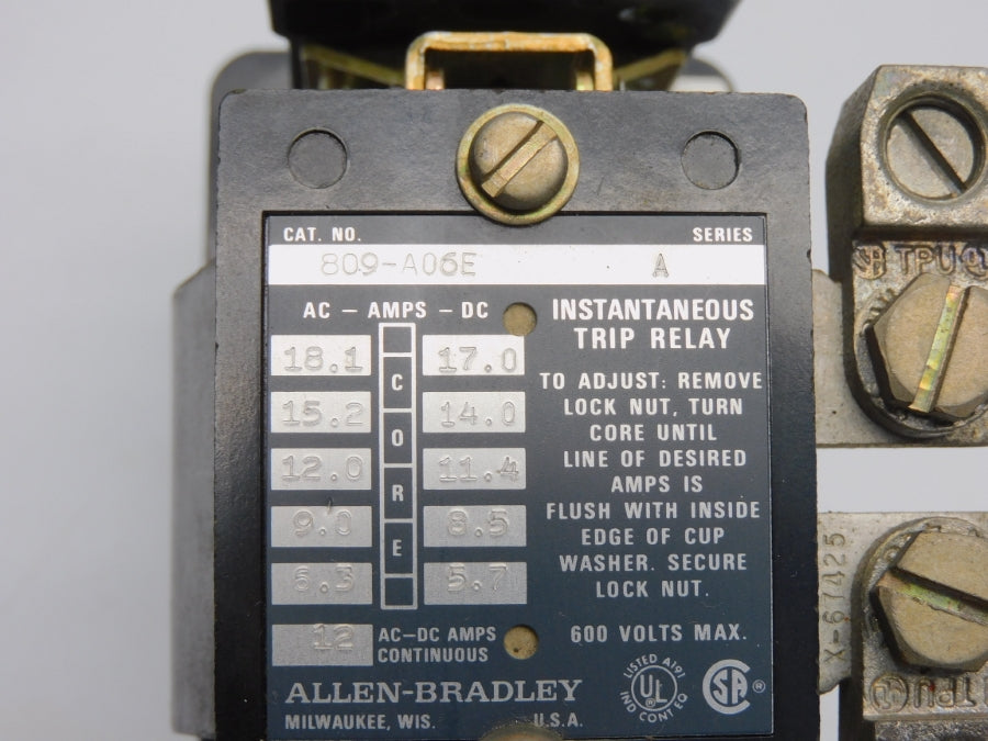 ALLEN BRADLEY 809-A06E SER. A 600V 12-18.1A NSNP