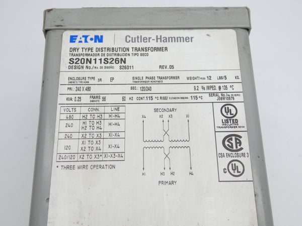 EATON S20N11S26N 240/480V REV. 05 (AS IS) NSNP