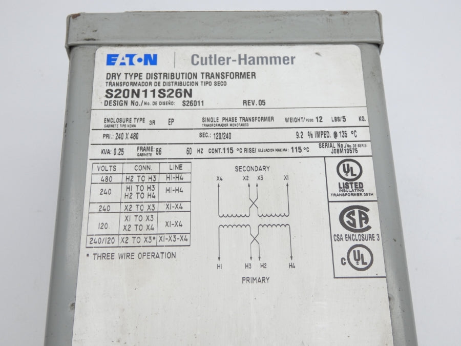 EATON S20N11S26N 240/480V REV. 05 (AS IS) NSNP