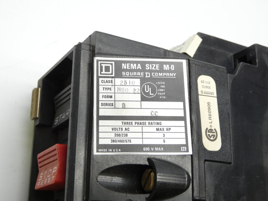 SQUARE D 2510MB022 SER. B 220/240V NSNP