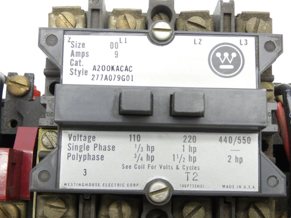 WESTINGHOUSE A200KACAC 440/550V 9A (AS PICTURED) NSNP