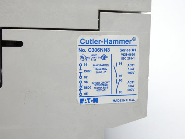 CUTLER HAMMER C306NN3 SER. A1 600V 144A NSNP