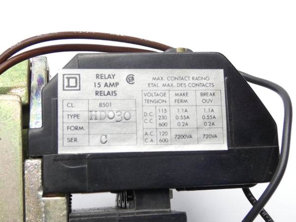 SQUARE D 8501HDO30 SER. C 115-125VDC 15A NSNP