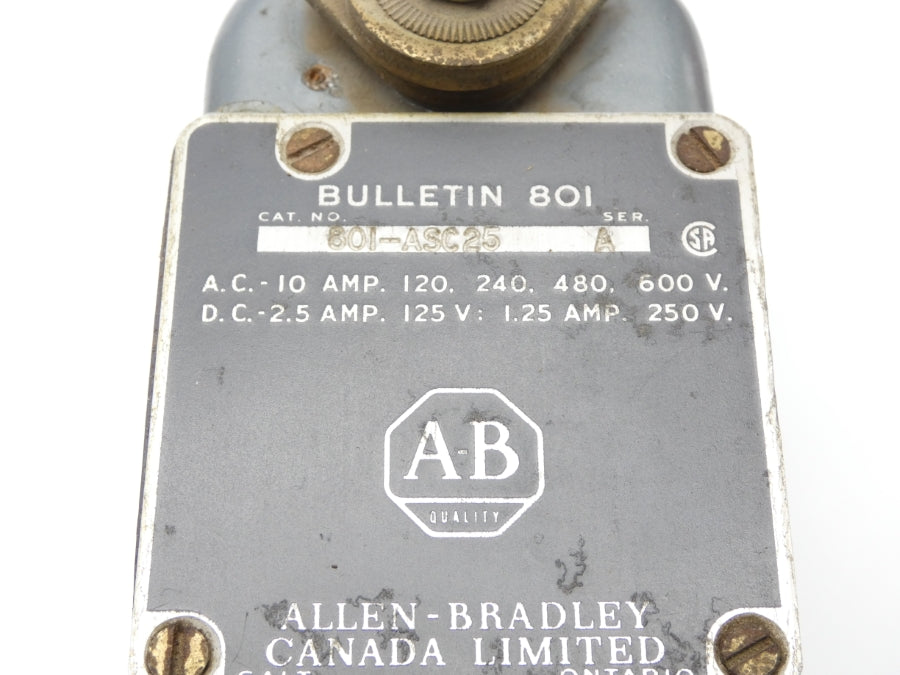 ALLEN BRADLEY 801-ASC25 SER. A 600V 10A (BR/YL) (AS IS) NSMP