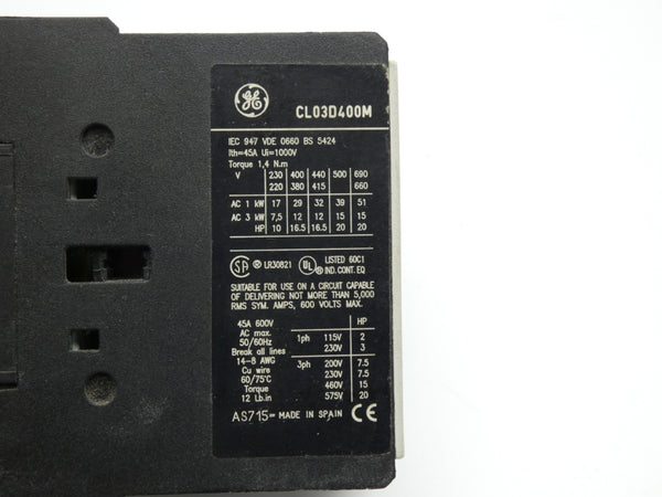 GENERAL ELECTRIC CL03D400M 24VDC 45A NSNP