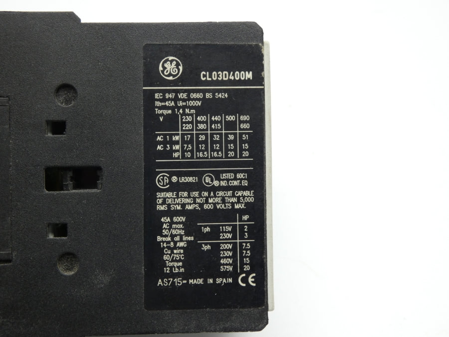 GENERAL ELECTRIC CL03D400M 24VDC 45A NSNP