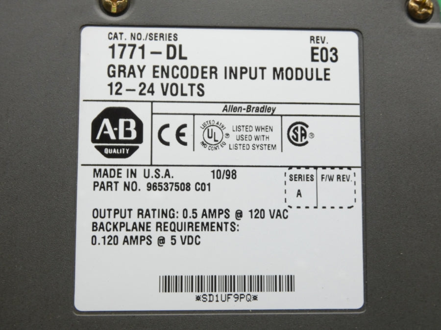 ALLEN BRADLEY 1771-DL SER. A REV. E03 12-24V 0.5A UNMP