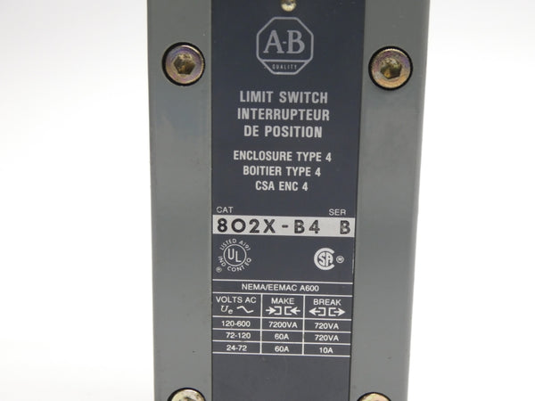 INDUSTRIAL SPARE PART 802X-B4 SER. B 120-600VAC 60A (AS IS) UNMP