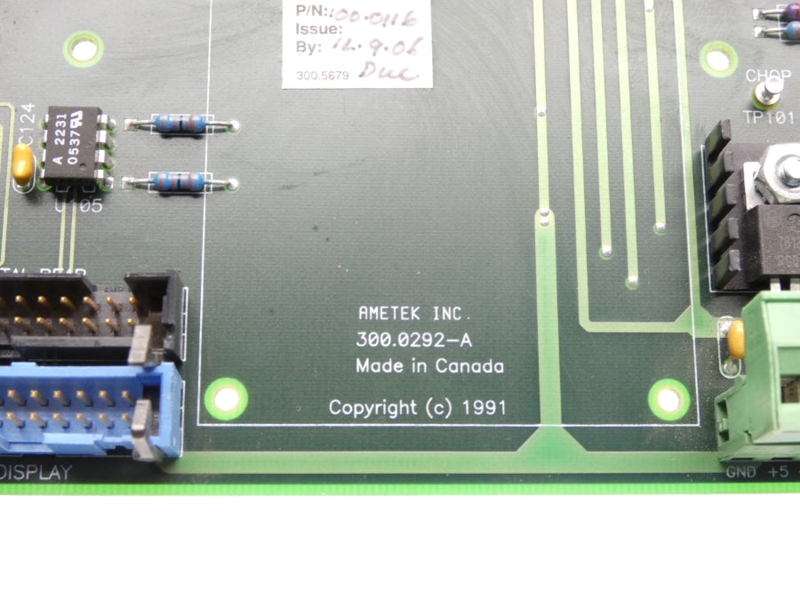 AMETEK INC. 100-0116 300.0292-A NSNP