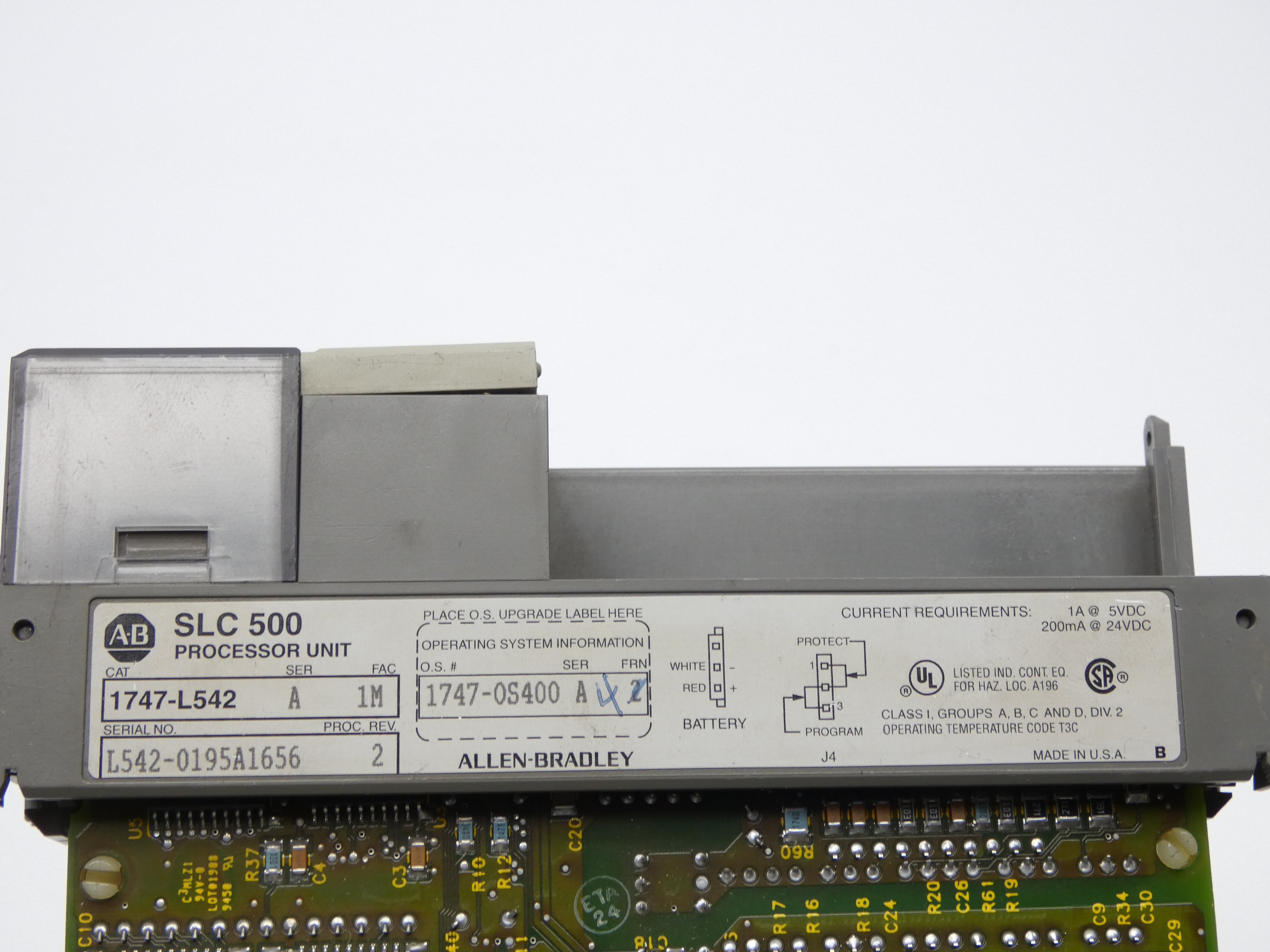 ALLEN BRADLEY 1747-L542 SER. A F/W 2 REV. 2 24VDC 1A (NO KEY/DOOR) UNMP