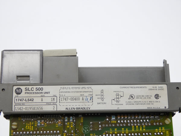 ALLEN BRADLEY 1747-L542 SER. A F/W 2 REV. 2 24VDC 1A (NO KEY/DOOR) UNMP
