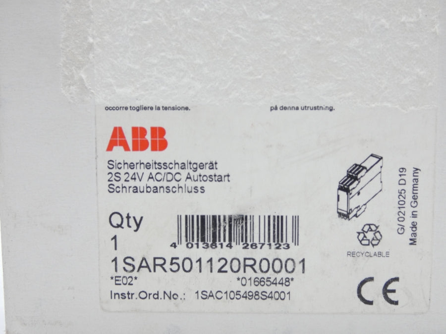 ABB 1SAR501120R0001 24VAC/DC 6A NSMP