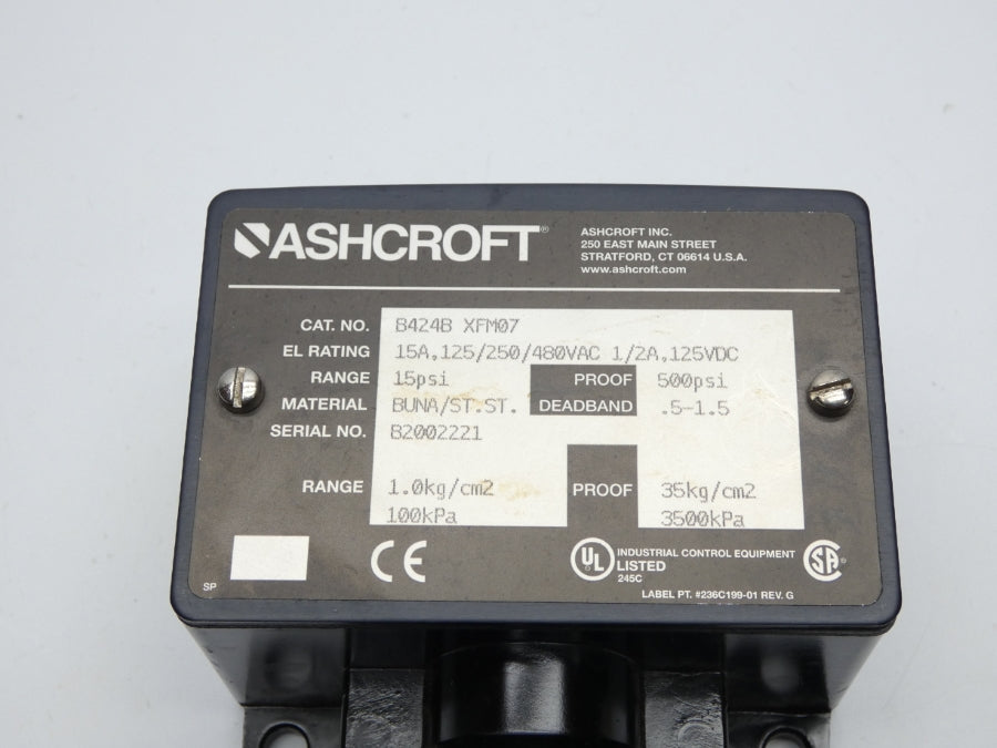 ASHCROFT B424B XFM07 480VAC 15A 15PSI NSNP