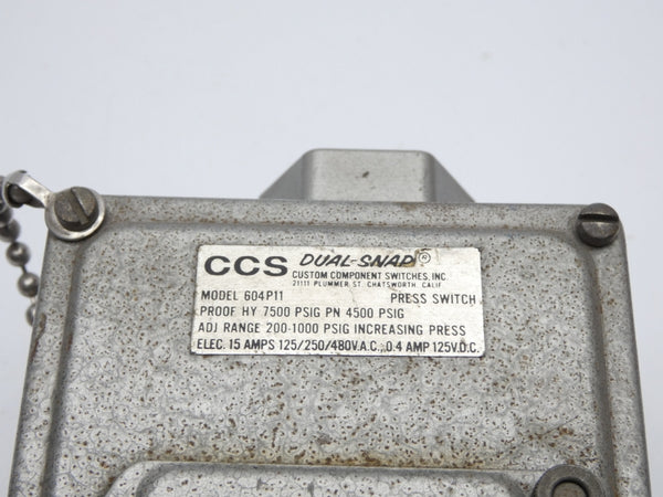 CCS 604P11 480VAC 15A 200-1000PSI NSNP