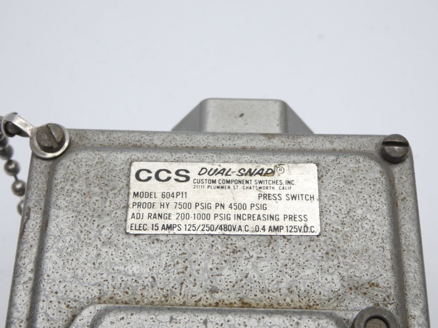 CCS 604P11 480VAC 15A 200-1000PSI NSNP