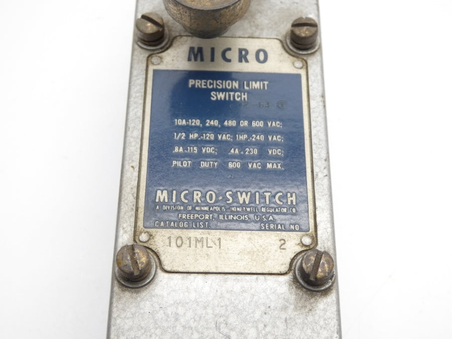 MICRO SWITCH 101ML1 600VAC 10A (GRAY) UNMP