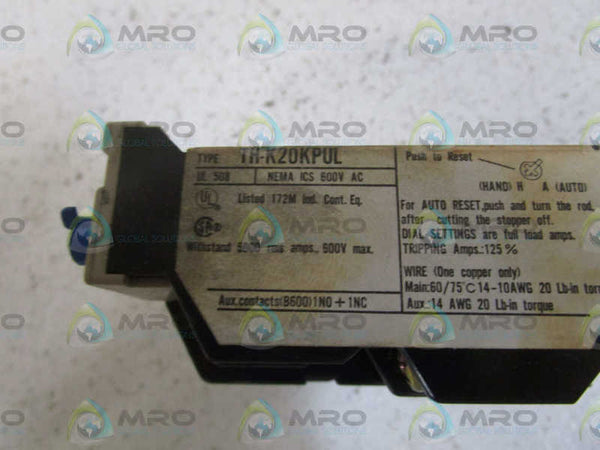 MITSUBISHI OVERLOAD RELAY 7-11A TH-K20KPUL UNMP