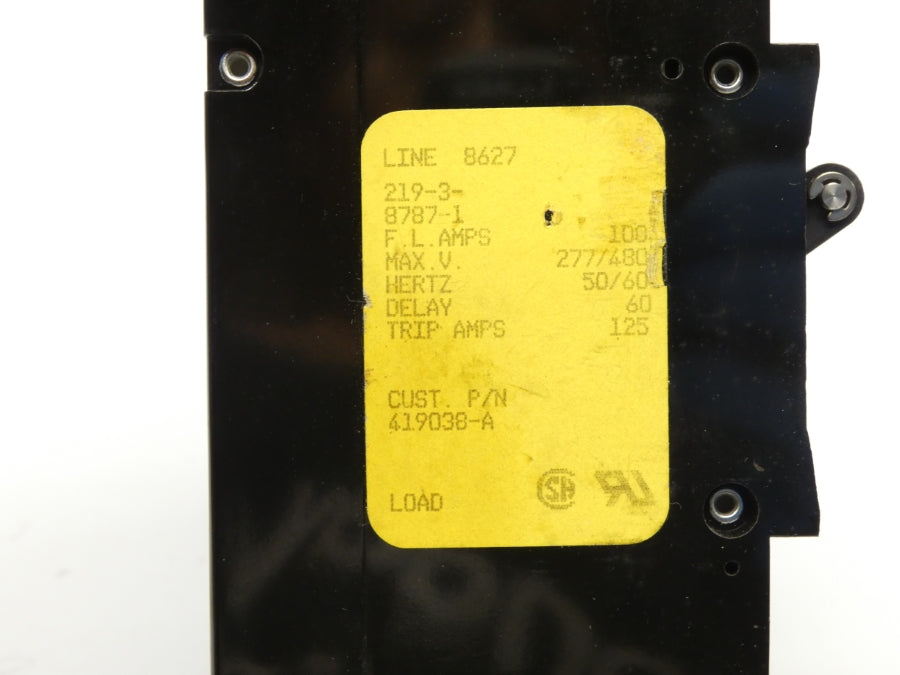 CIRCUIT BREAKER 219-3-8787-1 277/480V 100A NSNP