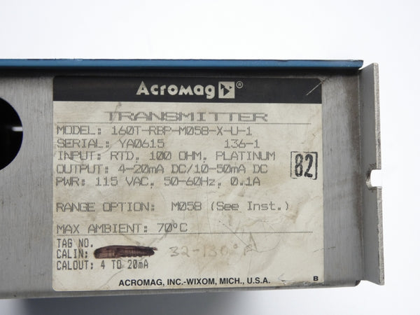 ACROMAG 160T-RBP-M058-X-U-1 115VAC 0.1A (AS PICTURED) UNMP