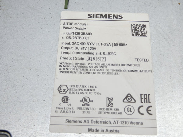 SIEMENS 6EP1436-3BA00 400-500V 20A UNMP