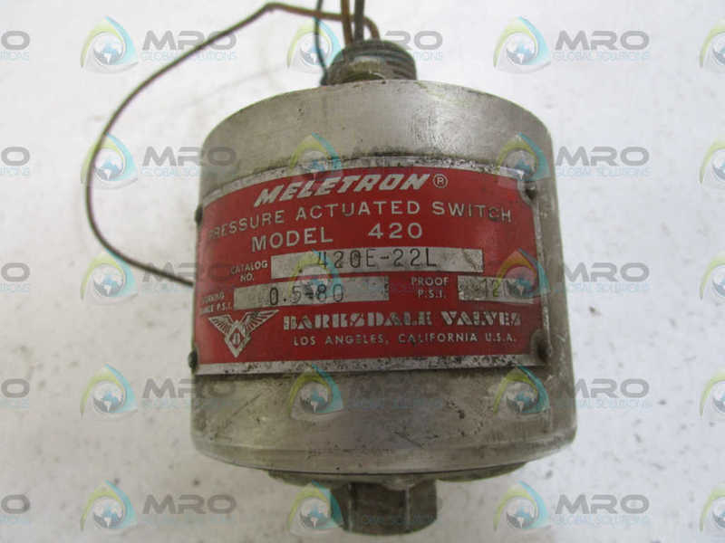 MELETRON PRESSURE ACTUATED SWITCH 420E-22L UNMP