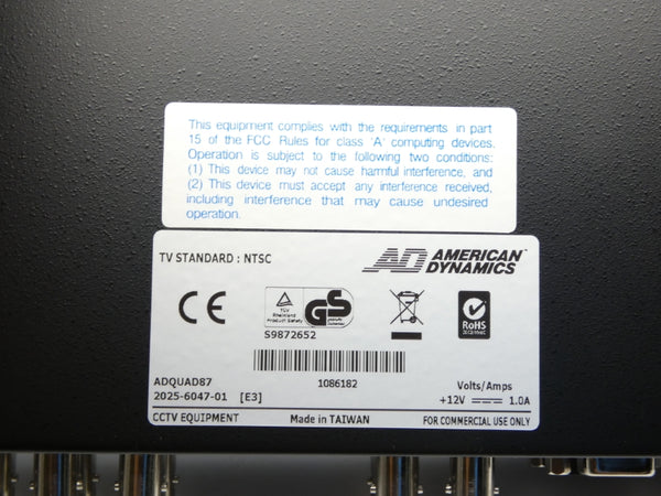 AMERICAN DYNAMICS ADQUAD87 12V 1.0A NSNP