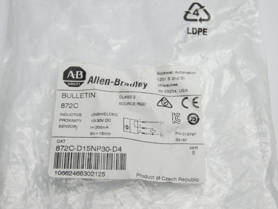 ALLEN BRADLEY 872C-D15NP30-D4 SER. E 10-30VDC NSMP