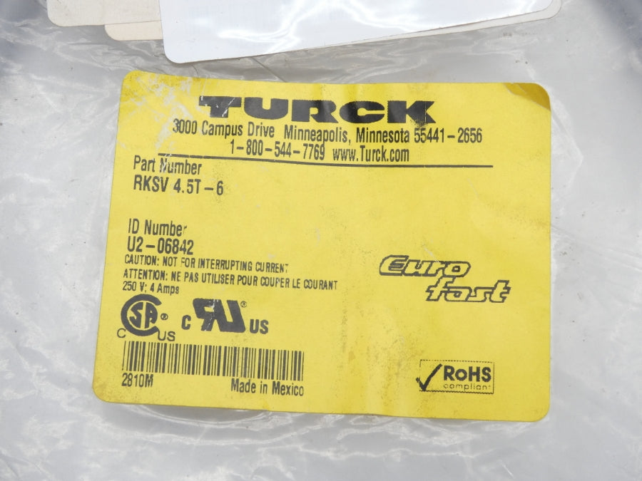 TURCK RKSV4.5T-6 U2-06842 250V 4A NSMP