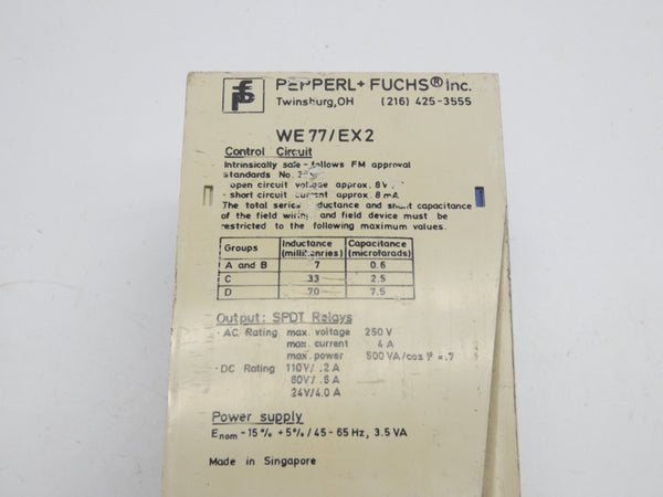 PEPPERL+FUCHS WE77/EX2 01669S 120VAC 4A UNMP